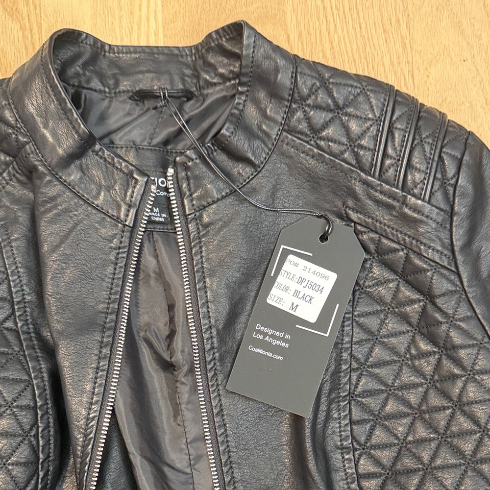 Lulu's Black Quilted Faux Leather Moto Jacket - Picture 2 of 3